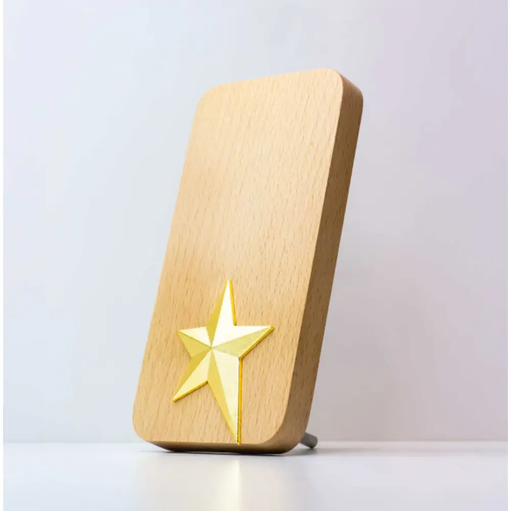 Wooden Trophy with Gold Star